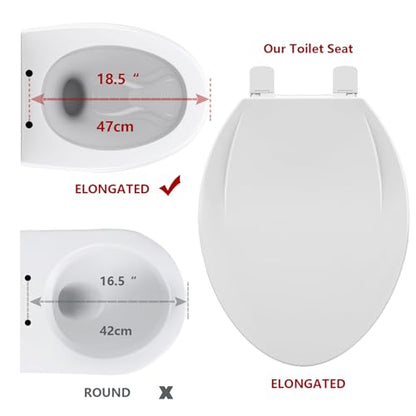 Toilet Seat, Elongated Toilet Seat with Toddler Seat Built in, Potty Training Toilet Seat Elongated Fits Both Adult and Child, with Soft Close, Never Loosen, Easy Install and clean - White - color: White, size: Elongated with Toddler Seat