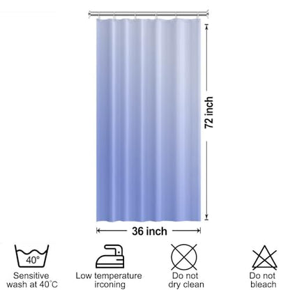 Ombre Blue Stall RV Shower Curtain with Hooks 36x72inches | Machine Washable Waterproof, Modern Solid Boho Gradient, Bathroom Dorm Hotel Room Divider, Easy to Install, Window Curtain - color: Blue, size: 36"W x 72"L (Pack of 1)