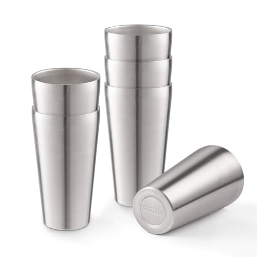 6 Pack 18.6 oz Stainless Steel Insulated Cup, Double Wall Vacuum Metal Cup, Reusable Camping Cups Unbreakable Indoor Outdoor for Party, Home, Office, BBQ, Silver - color: Silver, size: 6PC-18.6OZ