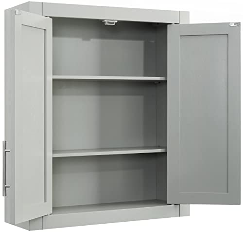 Crosley Furniture Savannah Wall Mounted Bathroom Storage Medicine Cabinet with Shelves, Gray - color: Grey, style: Wall Cabinet