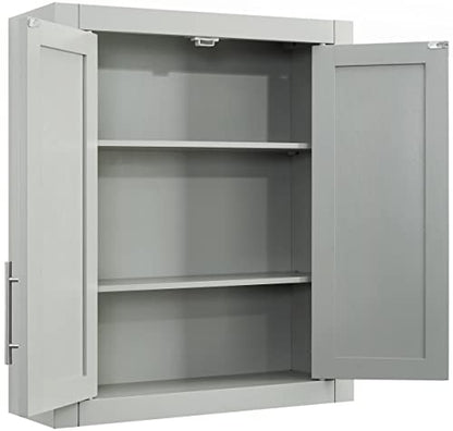 Crosley Furniture Savannah Wall Mounted Bathroom Storage Medicine Cabinet with Shelves, Gray - color: Grey, style: Wall Cabinet