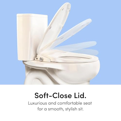 TUSHY Wave Non-Electric Bidet Toilet Seat, Round, Bamboo Knob | Quick-Release, DuoFlow Front and Rear Wash, Self-Cleaning Nozzle, Soft-Close Lid, Sleek Design, 10 Minute DIY Install - color: White/Bamboo, style: Single Temp - Round Seat