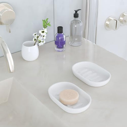 2Pcs/SetBathroom Soap Dishes, Not Plastic！,Bamboo Soap Dishes Holder for Bathroom Shower, Bathroom Sink Soap Dish (White) - color: 2pcs White2.0