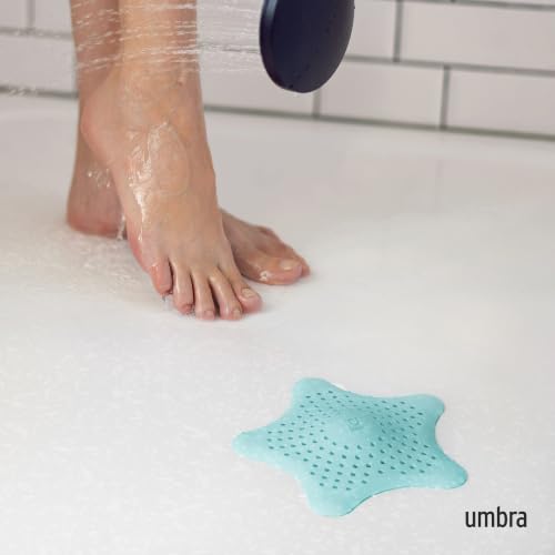 Umbra Starfish Hair Catcher, Fun Drain Cover Fits Most Standard Tub and Shower Drains, 6" Diameter, Lagoon Blue - color: Lagoon Blue