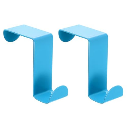 uxcell Over The Door Hooks,2pcs - Stainless Steel Door Hangers Hooks, S-Shaped Double Hooks for Hanging Clothes, Hats, Towels (Blue) - color: Blue