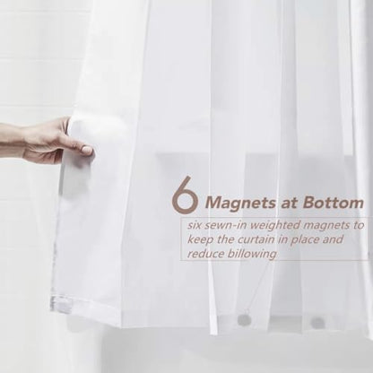 Felisa Short Fabric Shower Curtain Liner with 6 Magnets,72W x 65L, Waterproof & Hotel Quality Shower Liner for Bathroom,Soft Cloth Shower Curtain Liners,Machine Washable,White,Cortinas de Baño - size: 72"W x 65"L (Pack of 1)