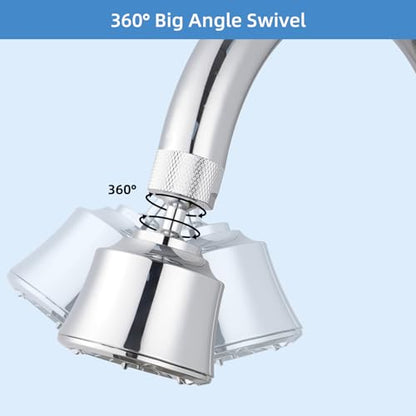 4 Modes Kitchen Sink Faucet Head Aerator, Big Angle Swivel, Silver Chrome | Faucet Sprayer Attachment with 2 Ball Joint, 55/64-27UNS Famale Thread, Male Thread Adapter Included - color: Chrome, style: with 2 joint balls