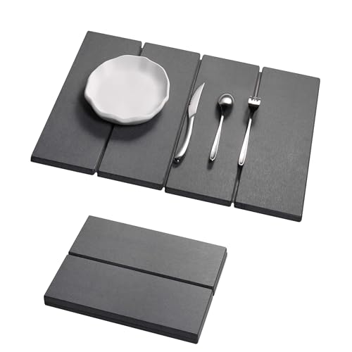 Stone Dish Drying Mat - Large Foldable Marbled Quick Drying Dish Mats, Stone Coasters Set of 4 Collapsible Ultra Absorbent Diatomaceous Earth Mats for Kitchen Counter Bathroom (Grey-4Pcs) - color: Grey-4Pcs