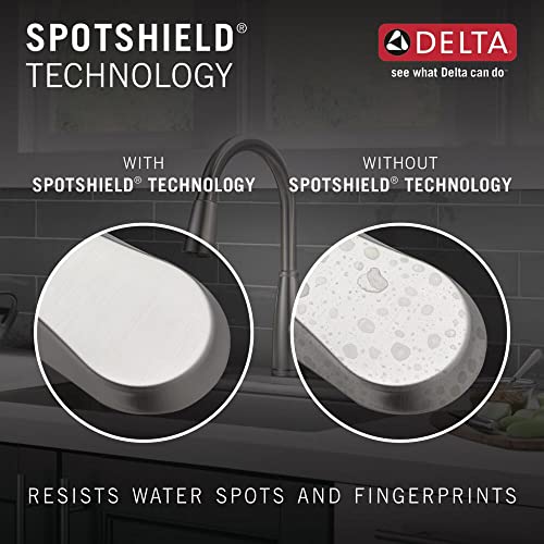 Delta Broadmoor Centerset Brushed Nickel Bathroom Faucet with Sprayer, 4 Inch 3 Hole Bathroom Sink Faucet with Pull Out Sprayer, Push-Pop Drain, Stainless 25765LF-SSPD - color: SpotShield Stainless