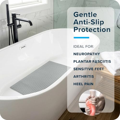 SlipX Solutions Pillow Top Soft Padded Non Slip Bathtub Mat, 27x15.5, Gray | Soft Anti Slip Bath Tub And Shower Mat, 700 Air-Filled Pillows, Strong Suction Cups, Extra Comfort Underfoot - color: Gray