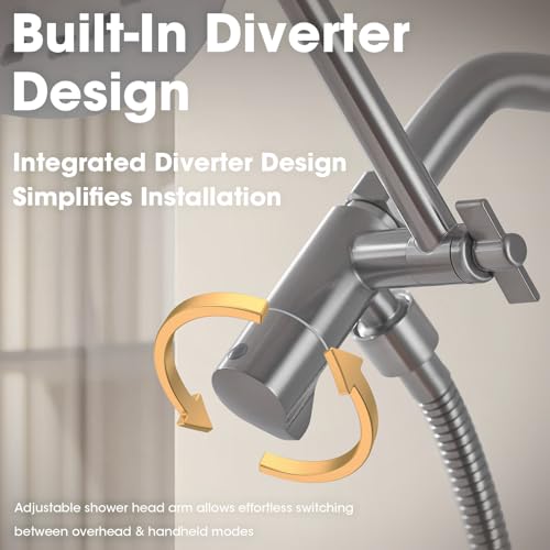 TRUSTMI Shower Arm Diverter, Adjustable High Rise or Lower Shower Head, 10 Inch Extension, Brushed Nickel - color: Brushed Nickel