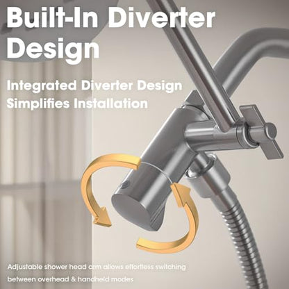 TRUSTMI Shower Arm Diverter, Adjustable High Rise or Lower Shower Head, 10 Inch Extension, Brushed Nickel - color: Brushed Nickel