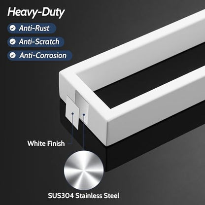 Sayayo White Towel Bar for Bathroom, 10 Inch Hand Towel Holder Wall Mount Square Towel Ring SUS304 Stainless Steel Towel Rack - color: White, size: 10 INCH