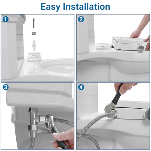 Garvee Non-Electric Bidet Toilet Seat for Round Toilets – Dual Nozzle System, Manual Control, Cold Water Bidet Attachment, Easy to Install, White - size: Round (17″)-1