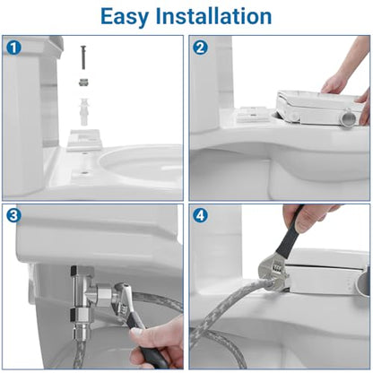 Garvee Non-Electric Bidet Toilet Seat for Round Toilets – Dual Nozzle System, Manual Control, Cold Water Bidet Attachment, Easy to Install, White - size: Round (17″)-1