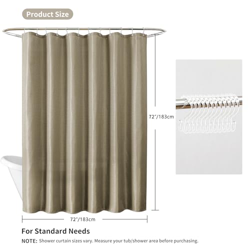 QiyI 3 in 1 Waffle Shower Curtain Set with Liner, Beige, 72 x 72 | Shower Curtain and Liner Set with Hooks, Waterproof Bathroom Curtain with PEVA Liner & 12 Double Sided Clear Plastic Rings - color: Beige, size: 72"W x 72"L (Pack of 1)