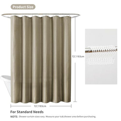 QiyI 3 in 1 Waffle Shower Curtain Set with Liner, Beige, 72 x 72 | Shower Curtain and Liner Set with Hooks, Waterproof Bathroom Curtain with PEVA Liner & 12 Double Sided Clear Plastic Rings - color: Beige, size: 72"W x 72"L (Pack of 1)