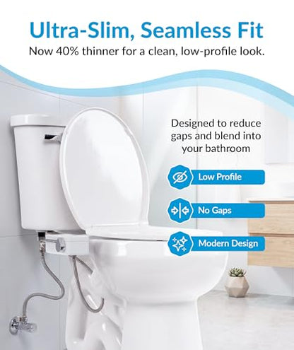CLEAR REAR Bidet Attachment for Toilet Seat - Non-Electric with Self Cleaning Dual Nozzles, Leak Proof Connectors, Adjustable Water Spray, Rear & Feminine Wash - Hygienic Bathroom Upgrades - color: B. White