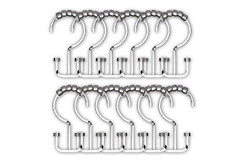 HK1SS Deco Flat Double Roller Shower Curtain Hooks; Chrome - color: Chrome