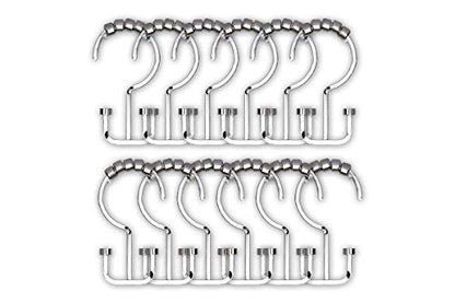 HK1SS Deco Flat Double Roller Shower Curtain Hooks; Chrome - color: Chrome