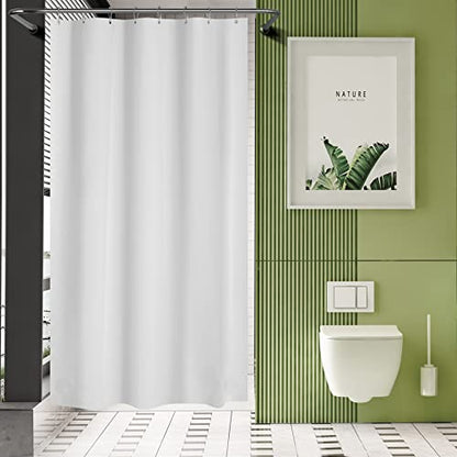AmazerBath 48x72 Shower Curtain Stall, PEVA White Heavy Duty Shower Curtain with 2 Weighted Stones and 8 Grommet Holes - color: White, size: 48"W x 72"L (Pack of 1)
