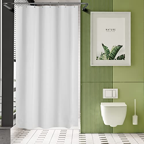 AmazerBath 48x72 Shower Curtain Stall, PEVA White Heavy Duty Shower Curtain with 2 Weighted Stones and 8 Grommet Holes - color: White, size: 48"W x 72"L (Pack of 1)