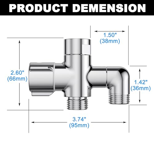Solid Brass 3 Way Shower Arm Diverter Valve for Handheld Shower Head and Fixed Spray Head, G1/2 Universal Bathroom System Component Replacement Part (Chrome Finish) - color: Chrome