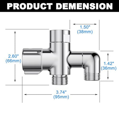 Solid Brass 3 Way Shower Arm Diverter Valve for Handheld Shower Head and Fixed Spray Head, G1/2 Universal Bathroom System Component Replacement Part (Chrome Finish) - color: Chrome