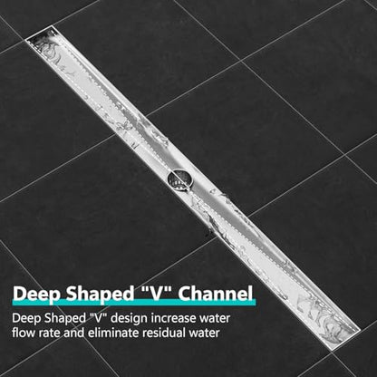 Neodrain 54" Linear Shower Drain, Brushed 304 SS Bathroom Linear Drain,cUPC | Brushed Nickel Shower Drain with Quadrato Grate& Adjustable Feet, Long Rectangle Shower Floor Drain in Bathroom, Balcony etc - color: Brushed Nickel, size: 54 In