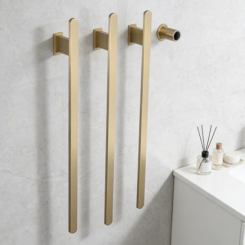 Bathroom Heated Towel Rack, Brushed Gold Towel Warmer, 3Bars, 110V | Smart Touch Control, Wall Mounted, Concealed Hardwired, Stainless Steel, Dry Towels in Modern Bathrooms, Space-Saving Design - color: Brushed Gold-3 Bars