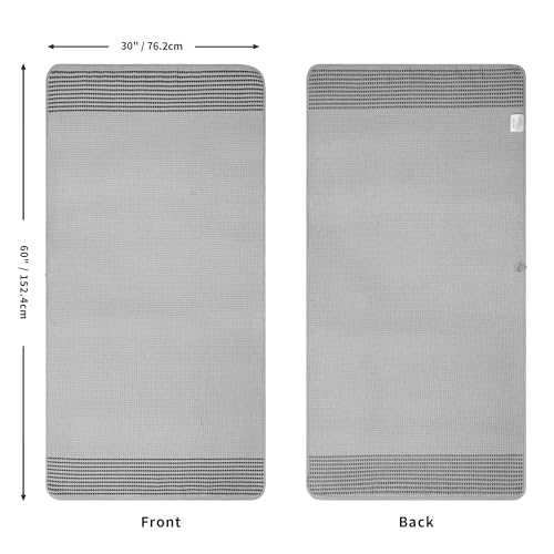 MICROFI New Microfiber Waffle Bath Towels, 2 Pieces, Soft, Absorbent, Fast Drying, Lint Free 430 GSM (30''x60''/76cm x 152cm) - color: Silver Striped