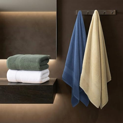 REDKISS 100% Luxury Cotton Bath Towels 4-Pack, Ultra-Thick, Plush, Soft & Highly Absorbent for Bathroom, Hotel, Spa and Home - 27" x 55" - color: Beige+gray+blue+brown
