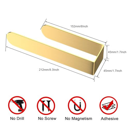 HUFEEOH 2 Pack Adhesive Hand Towel Holder, Kitchen Towel Rack Towel Bars Wall Mounted, Stainless Steel Bath Holder for Bathroom Hotel Kitchen (Gold, 8 Inch(2PC)) - color: Gold, size: 8 Inch (2PC)