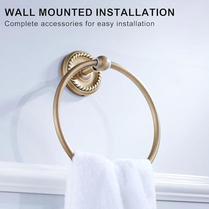 Antique Bronze Towel Ring for Bathroom Hand Towel Holder Wall Mounted - color: Towel Ring