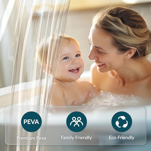 Titanker Clear Shower Curtain Liner, Premium PEVA Shower Liner Heavy Duty Waterproof Shower Curtains for Bathroom with Big Stones and Grommets, 72x72 Inches - color: Clear Heavy Weight, size: 72"W x 72"L (Pack of 1)