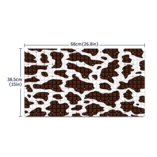 Bath Tub Mat Non Slip Shower Mat Cow Print Extra Long Bathtub Mat 26.8x15 inches Bathroom Bath Mat with Suction Cups Drain Holes Machine Washable - color: Cow Print