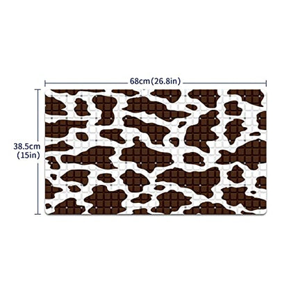 Bath Tub Mat Non Slip Shower Mat Cow Print Extra Long Bathtub Mat 26.8x15 inches Bathroom Bath Mat with Suction Cups Drain Holes Machine Washable - color: Cow Print