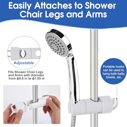 Handheld Shower Head Holder Attachment for Shower Chair, Shower Accessories Fit for Bath Seat, Transfer Bench, Bath Stool, and Shower Commode, Tool Free Installation, Universal Fit, Shower Aids