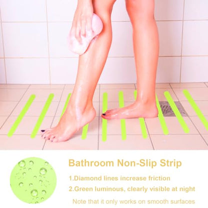Luminous Non Slip Shower Stickers, Anti Slip Waterproof Bathtub Adhesive Mat Strips, Safe Visible Stair Floor Ladder Tape Decal, Protect Kid Elder for Boat Swimming Pool Health Club (24 Pcs) - color: 24 Pcs