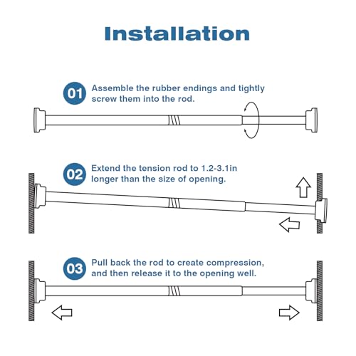 Adjustable Tension Shower Curtain Rod - No Drilling Spring Tension Shower Rod for Bathroom/Indoor Use, 17-82in Telescoping Bath Curtain Pole,Anti slip adjustment,Equipped with a fastener