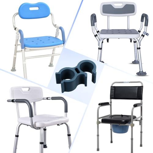 2 Pack Shower Hose Holder for Shower Chair, Bath Seat Bracket Attachment, Universal Hose Clip for Transfer Bench, Tub Stool, Elderly Disabled Bathing Aid - color: Bluegray