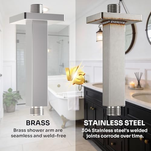 Enga Brass 6-Inch Straight Shower Arm with Flange, Brushed Nickel - color: Brushed Nickel, style: 6 Inch