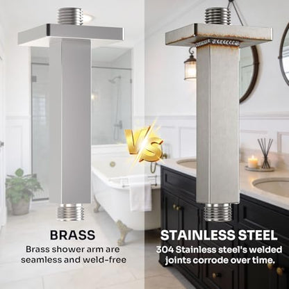 Enga Brass 6-Inch Straight Shower Arm with Flange, Brushed Nickel - color: Brushed Nickel, style: 6 Inch