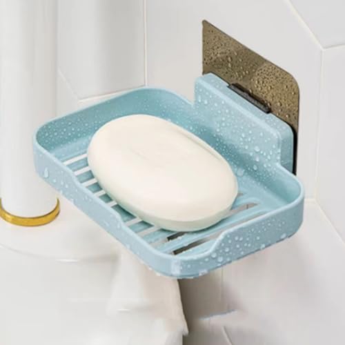 Soap Holder Dish Shower, Bar Soap Holder with Drainage, Self Draining Soap Holder, Wall Mounted Soap Box Tray Container for Bathroom, Bathtub Kitchen Sink (1PC Blue) - color: 1pc Blue