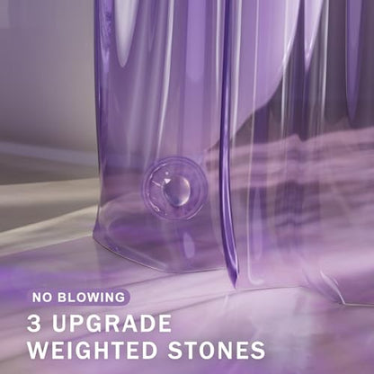 AmazerBath Purple Shower Curtain Liner Luxury, EVA Soft Clear Heavy Duty Shower Curtain and Liner 2-in-1, 72x72 Plastic Weighted Bathroom Liner, 12 Rustproof Grommets & 3 Heavyweight Stones - color: Rainbow Lavender, size: 72"W x 72"L (Pack of 1)