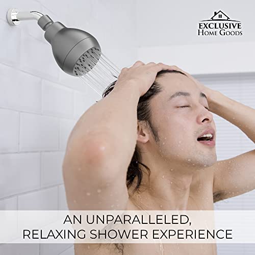 High Pressure Shower Head - Powerful Deluxe Bathroom Showerhead with Strong Spray Stream and Small Silicone Nozzles - Universal Fit Works with High and Low Water Flow Showers Matte Charcoal -1.8 GPM - color: Matte Charcoal, size: 1.8 GPM