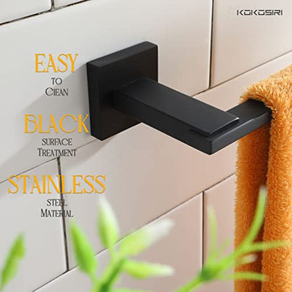 KOKOSIRI Towel Bar Matte Black Bathroom Towel Rack Holder Wall Mount Hand Towel Hanger for Bathroom Organization, Heavy Duty Stainless Steel B3006BK - color: Matte Black