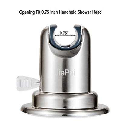 JiePai Suction Cup Shower Head Holder,Adjustable Handheld,Brushed Nickel | 20° adjustable angle,Removable,No-drill wall mount,fits 3/4 handheld,Works on tile glass metal,For bathroom/RV - color: Adjustable Holder-Brushed Nickel