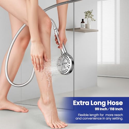 JOMOO Shower Hose, 99 Inch Extra Long Flexible Stainless Steel Handheld Showerhead Hose with Brass Insert and Nut, EPDM Inner Tube, Anti-Kink Chrome Bathroom Shower Head Hose Replacement - color: Chrome, size: 99 Inch