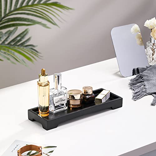 Luxspire Marble Tray for Soap Dispenser Perfume Jewelry, S, Marble Black | 11 x 4 inch, non-slip waterproof resin, easy wipe clean, fits bath kitchen vanity, holds jewelry toiletries soap - color: C - Black, style: Small